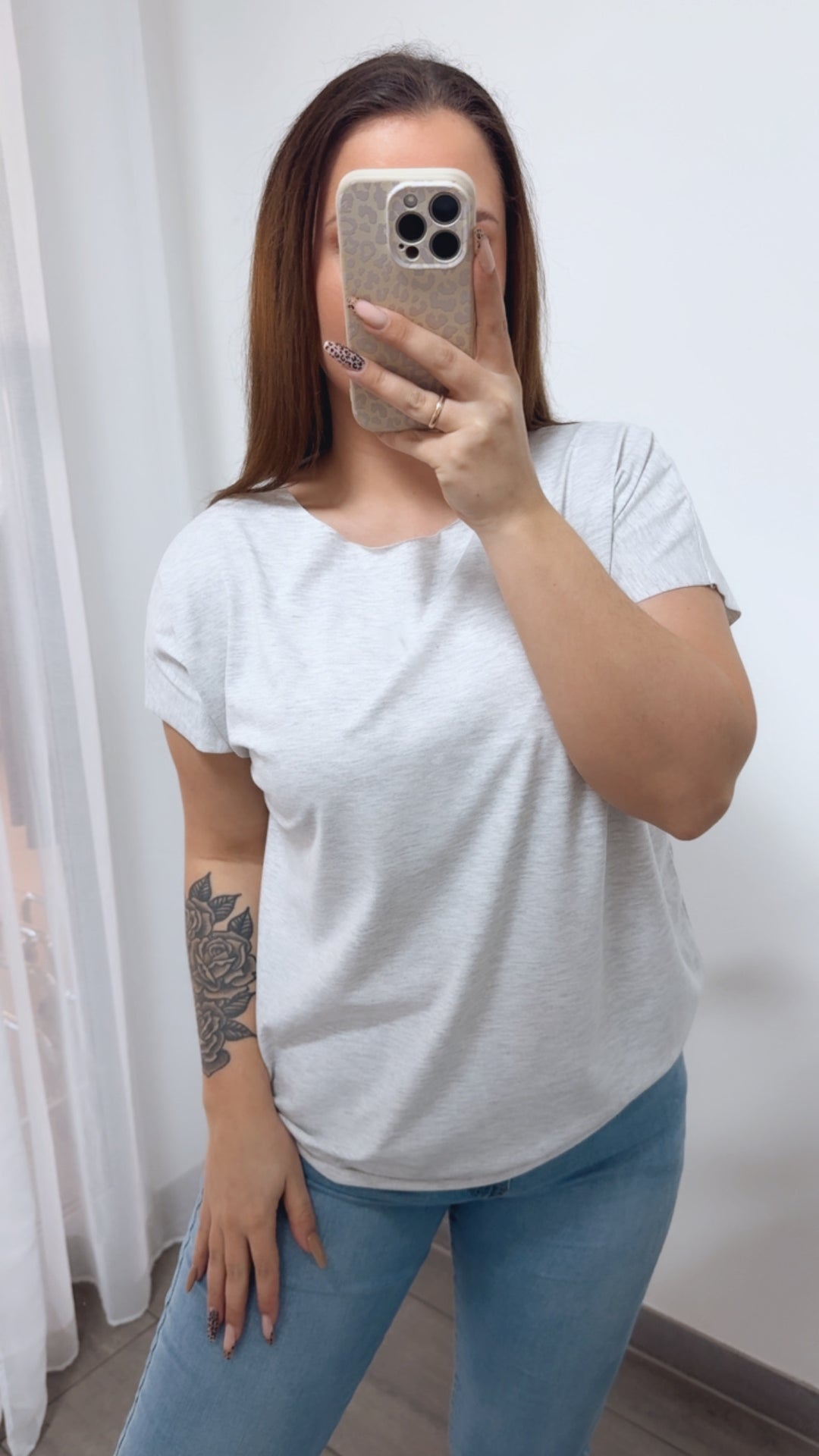 Baumwoll Basic T-Shirt / hell grau Art. 14232