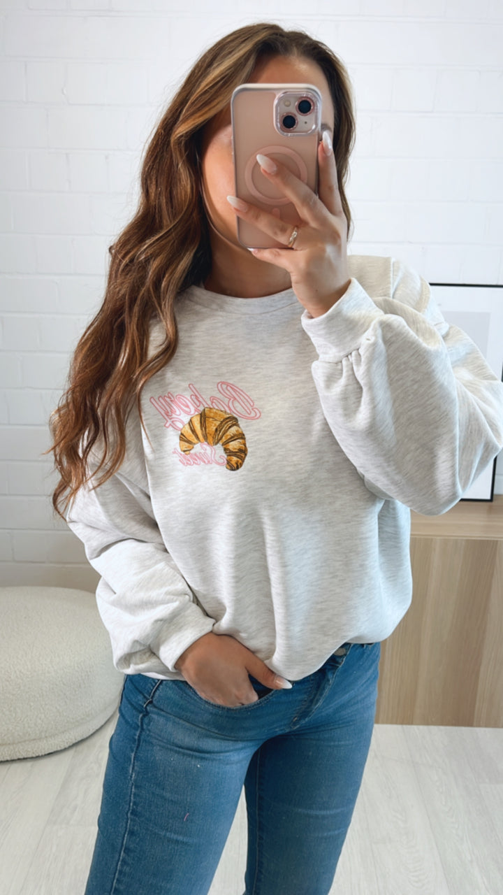 Pullover " Bakery " / hell grau meliert Art. 9583