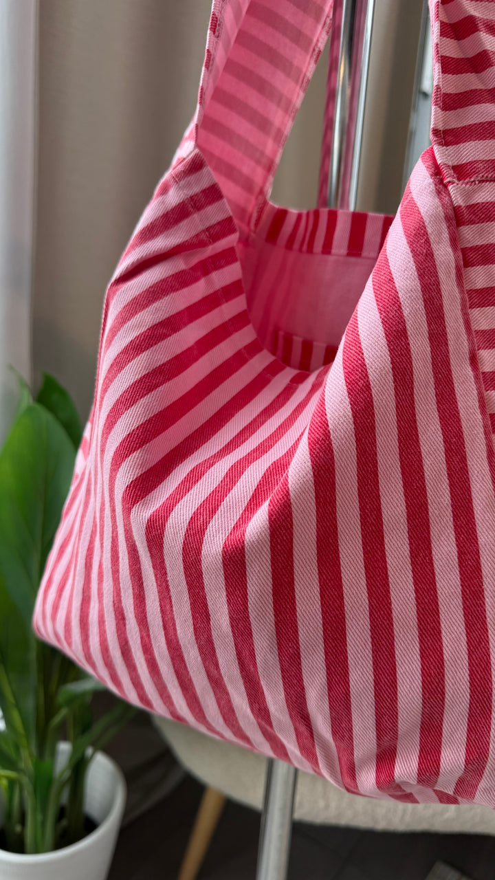 GESTREIFTER Shopper / rot - rosa Art.16275
