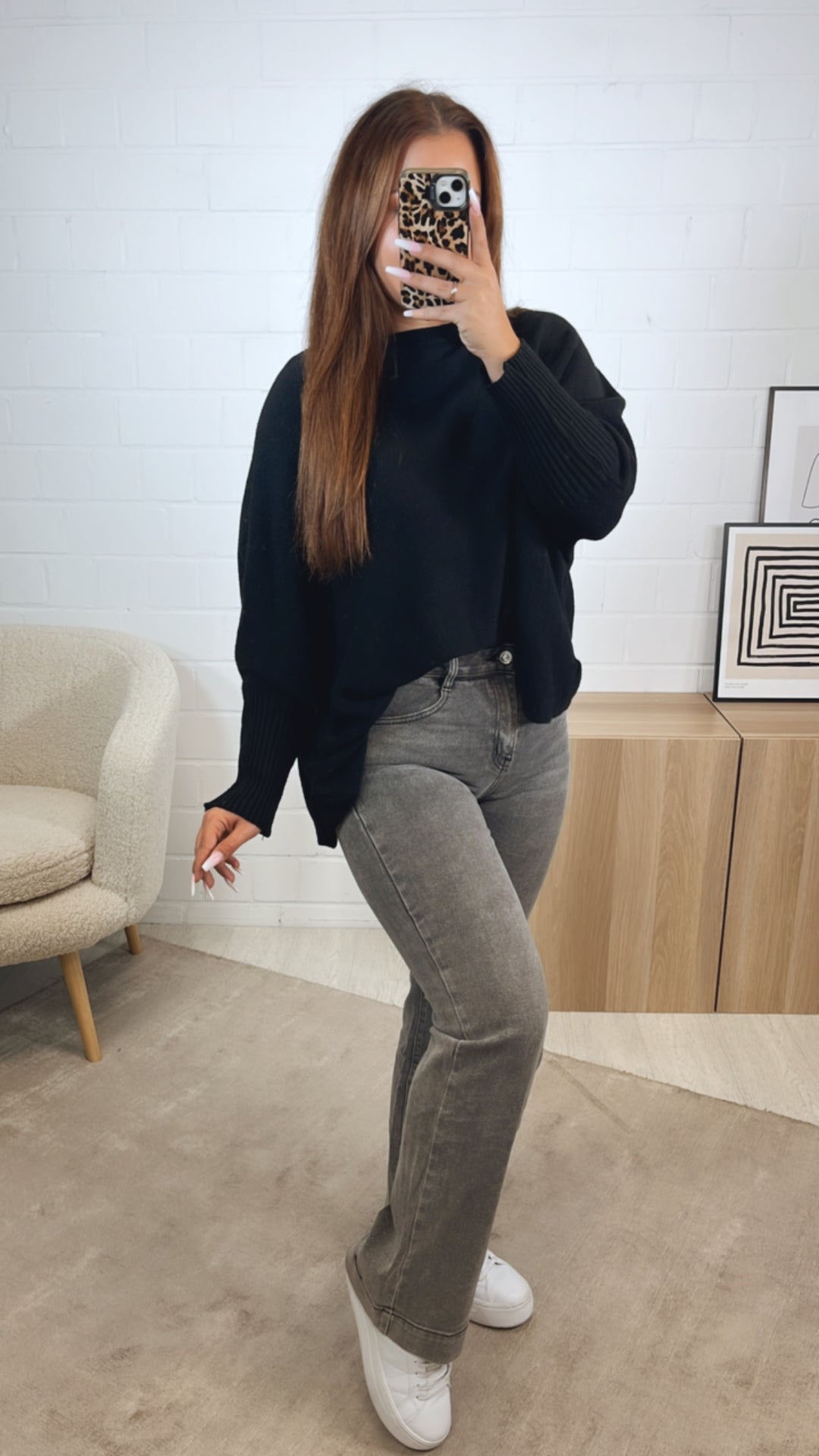 WIDE LEG Jeans Hose " G107Y-2" / verw. grau Art. 12462