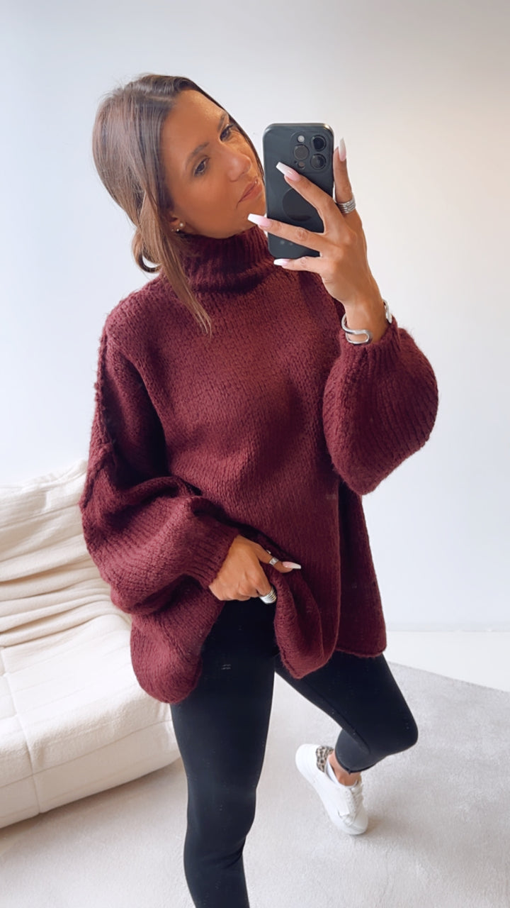 Ultra Oversize Kuschel - Pullover / Aubergine Art. 7732