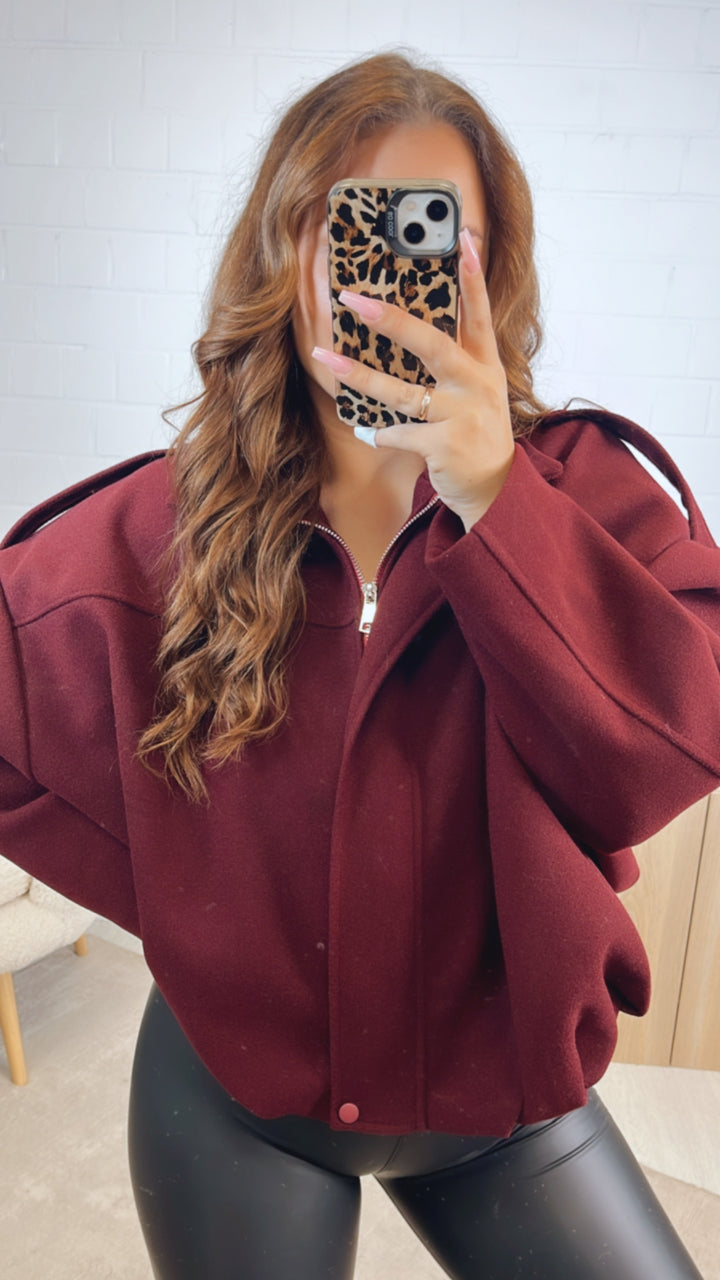 schlichte TREND Loose Fit Jacke / bordeaux rot Art. 12615