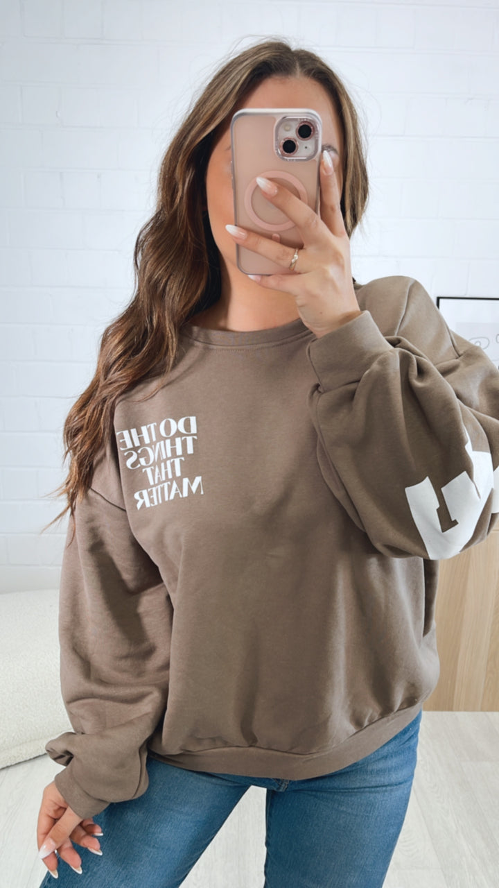 Pullover " Balance " / dunkel taupe - weiss Art. 9547