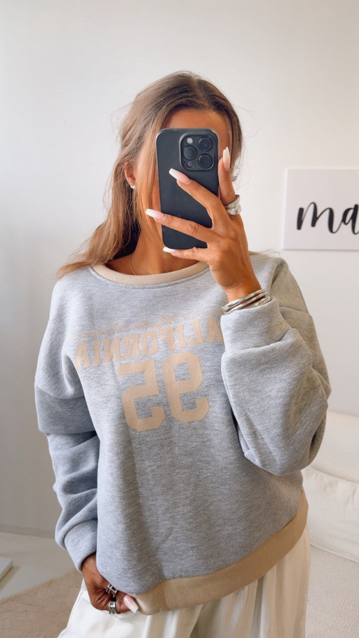 Pullover "California " / grau meliert - beige Art. 12488