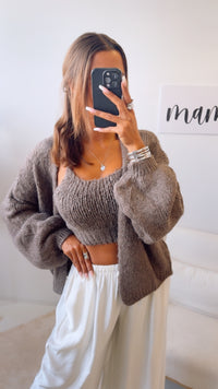 STRICK SET aus Top und Cardigan / Braun  Art. 12495