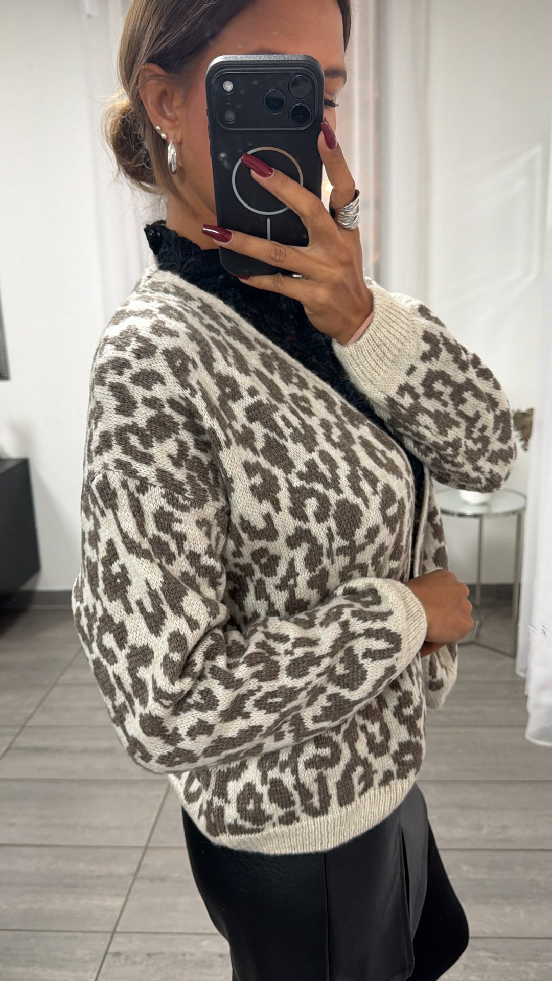 kurzer Leo Cardigan / creme - taupe Art.16438
