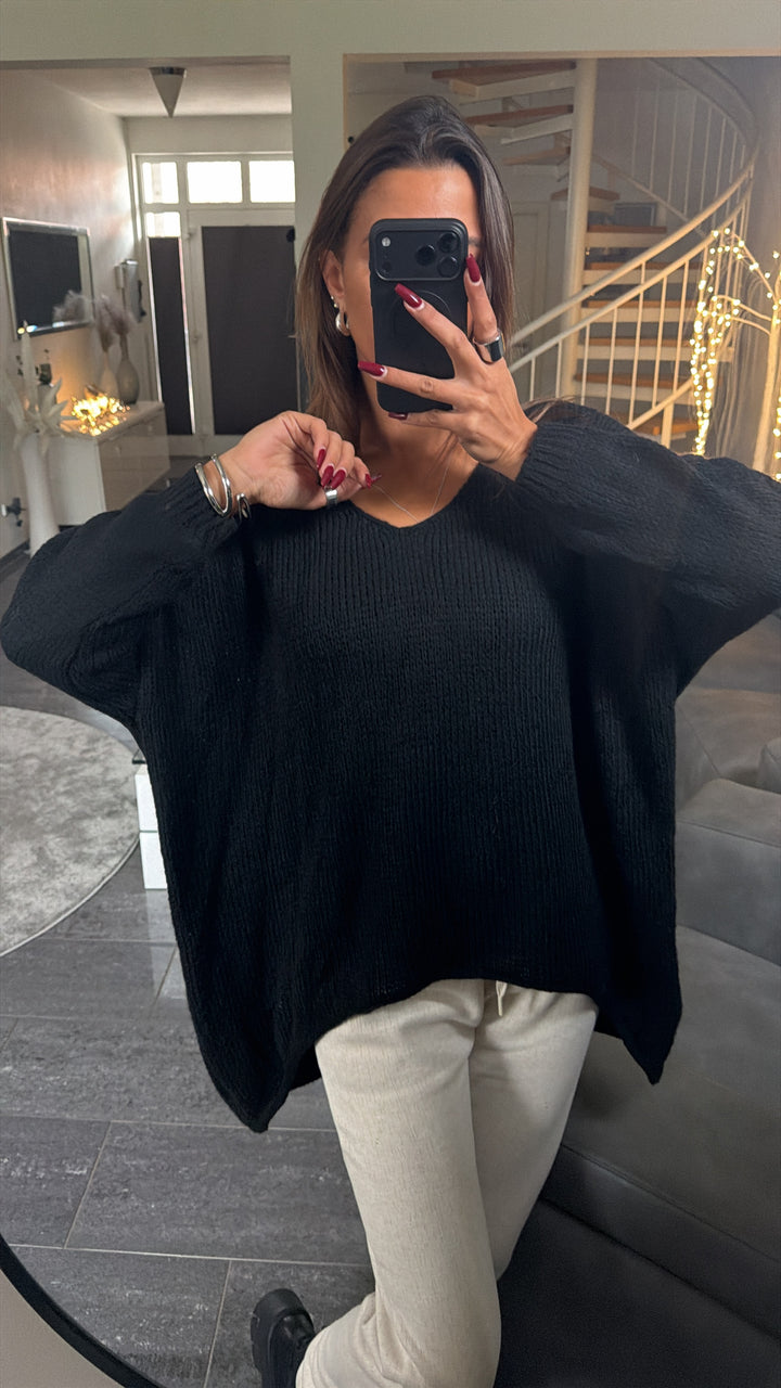 Lockerer Wollfreier Pullover / schwarz Art.16561