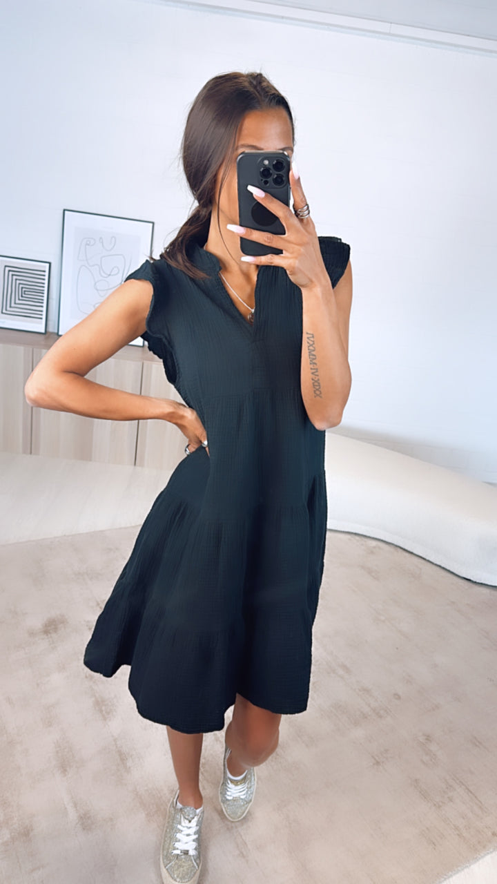 Musselin Hängerchen Kleid / schwarz Art. 6119