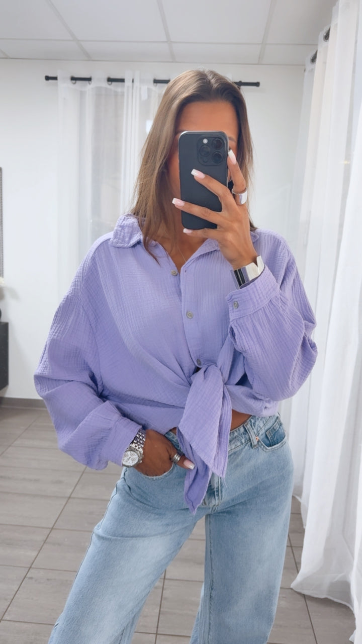KURZE Oversize Musselin Bluse / flieder Art. 3156
