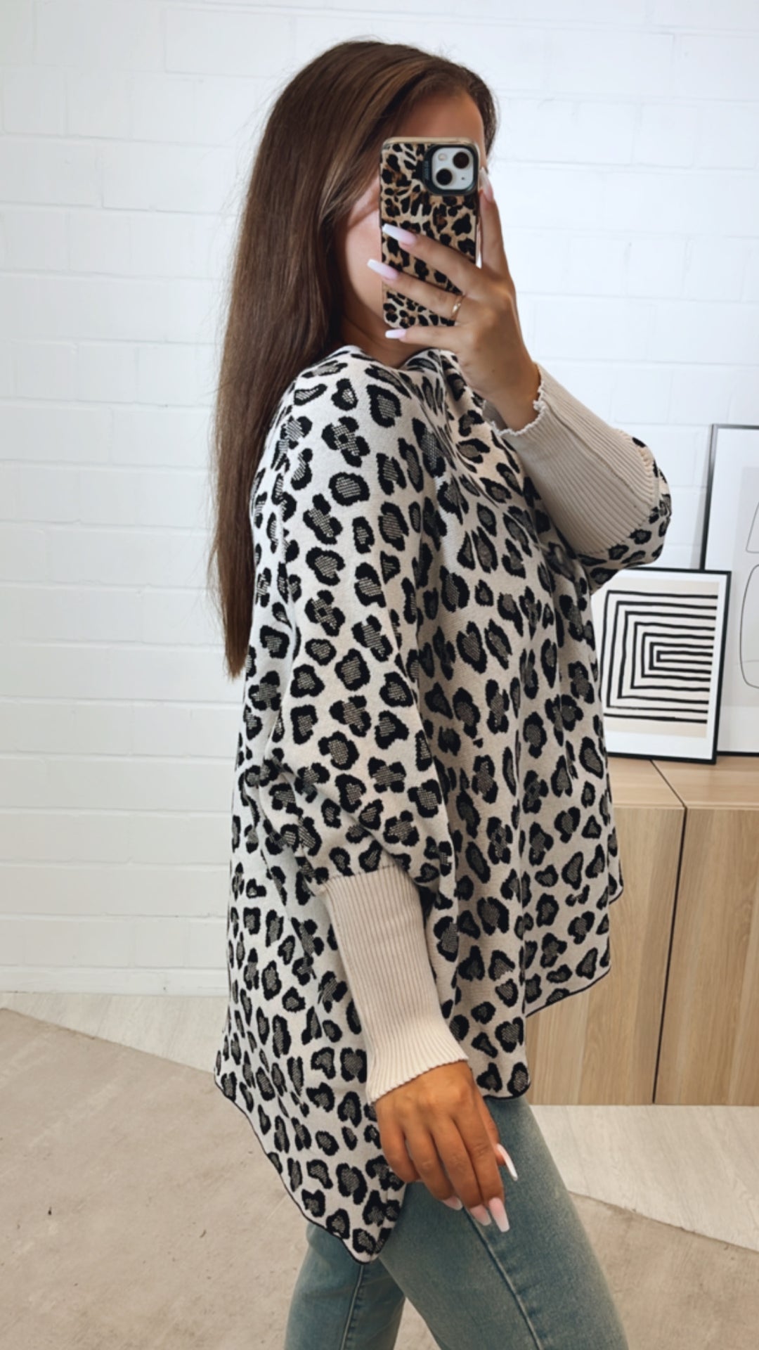 LEO ultra weicher Pullover mit Fledermausärmeln / creme - schwarz Art. 11168
