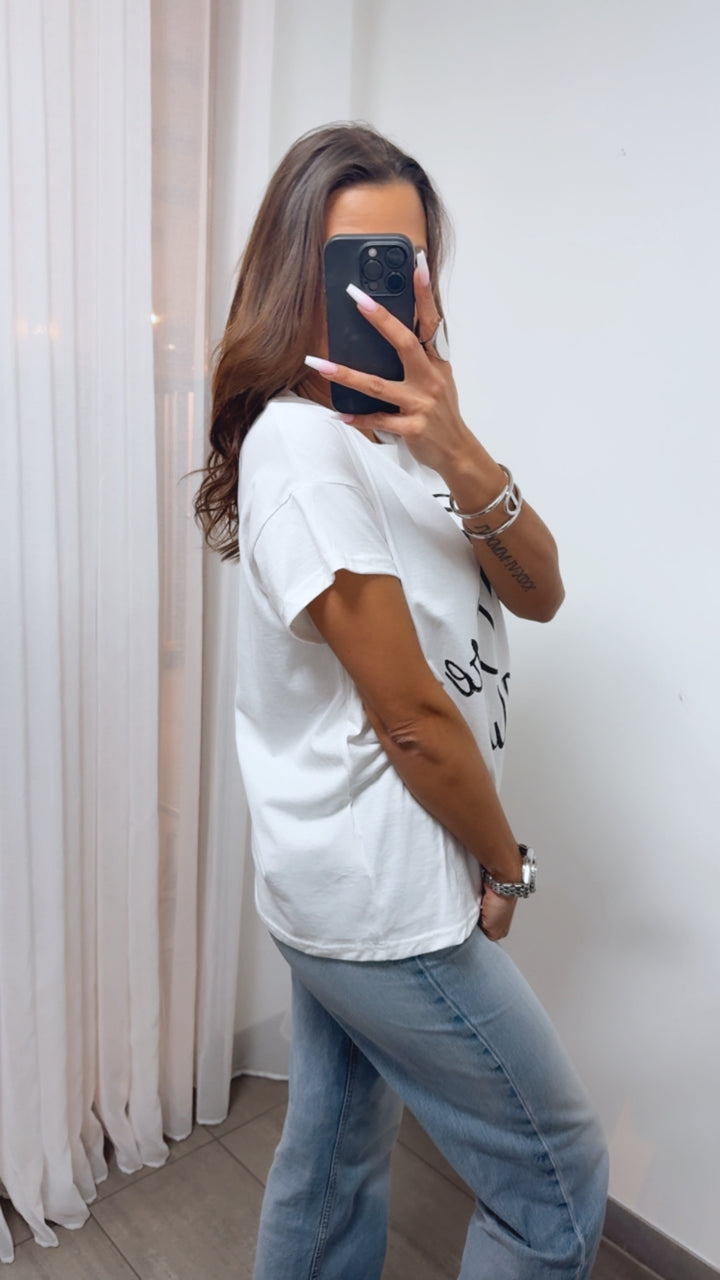 T-shirt " Self Care Club " / weiss - schwarz Art. 14173