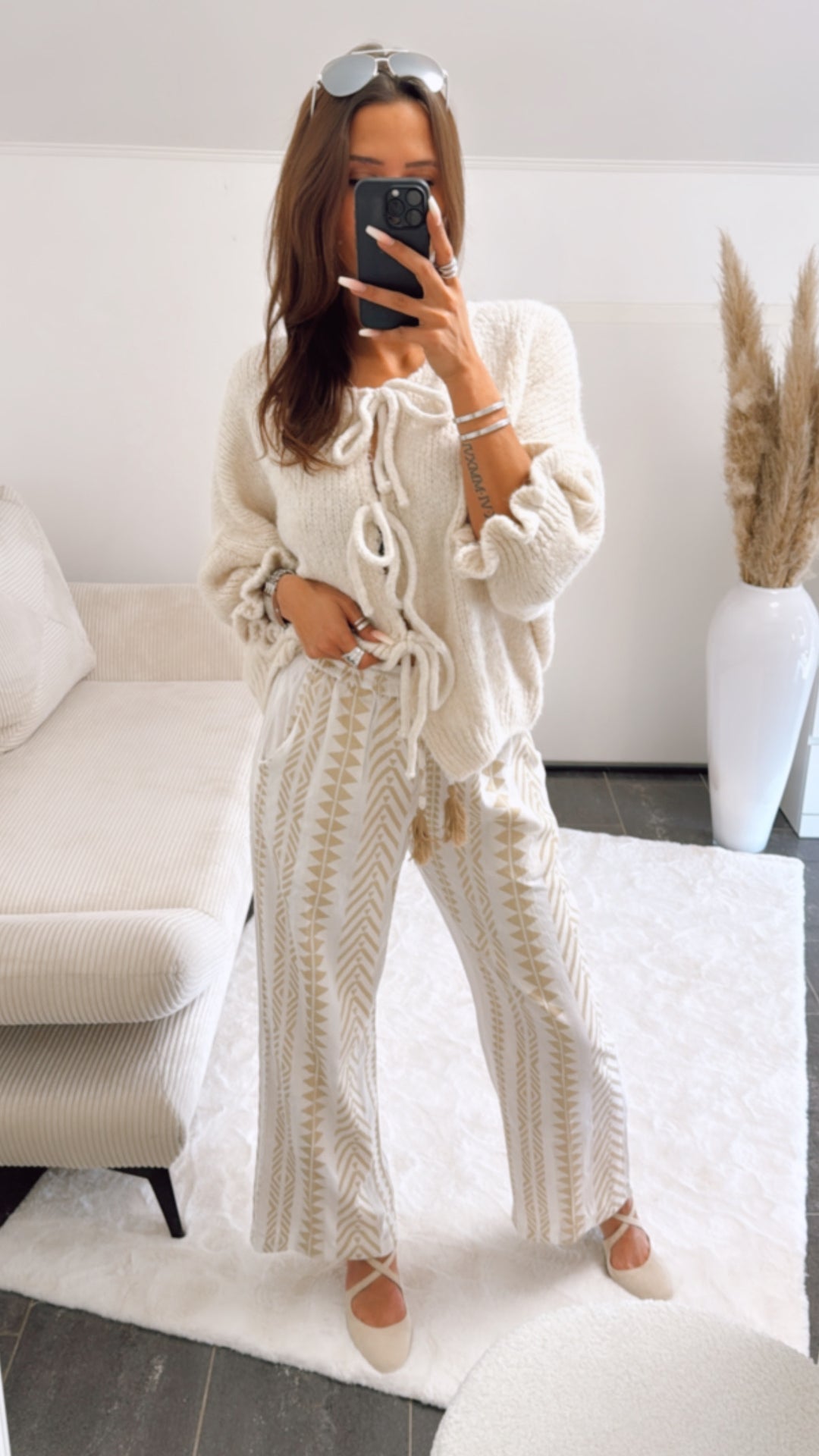 PREMIUM Summer Vibe Hose / weiss - beige Art. 9173