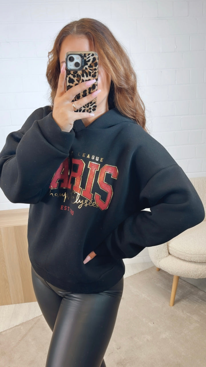 Kapuzen Hoodie " Paris " / schwarz Art. 12486