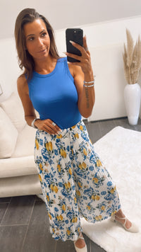 Plissee Hose " Citrus " / weiss - gelb - blau - grün Art. 10337