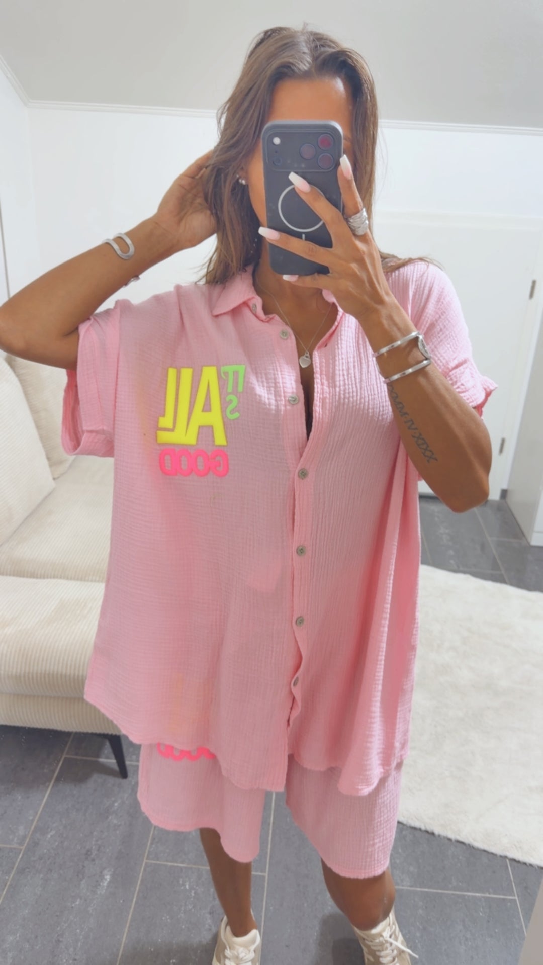 MUSSELIN Kurzarm Bluse " It´s all good " / soft pink Art. 15764