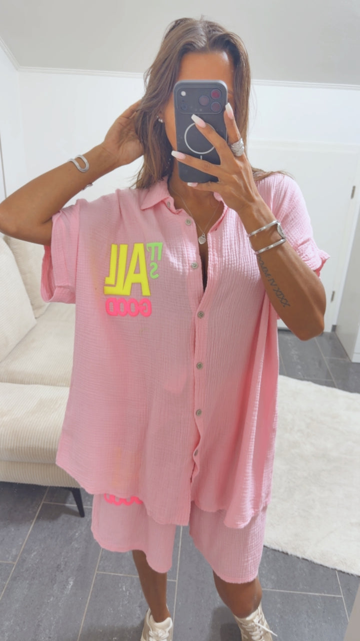 MUSSELIN Kurzarm Bluse " It´s all good " / soft pink Art. 15764