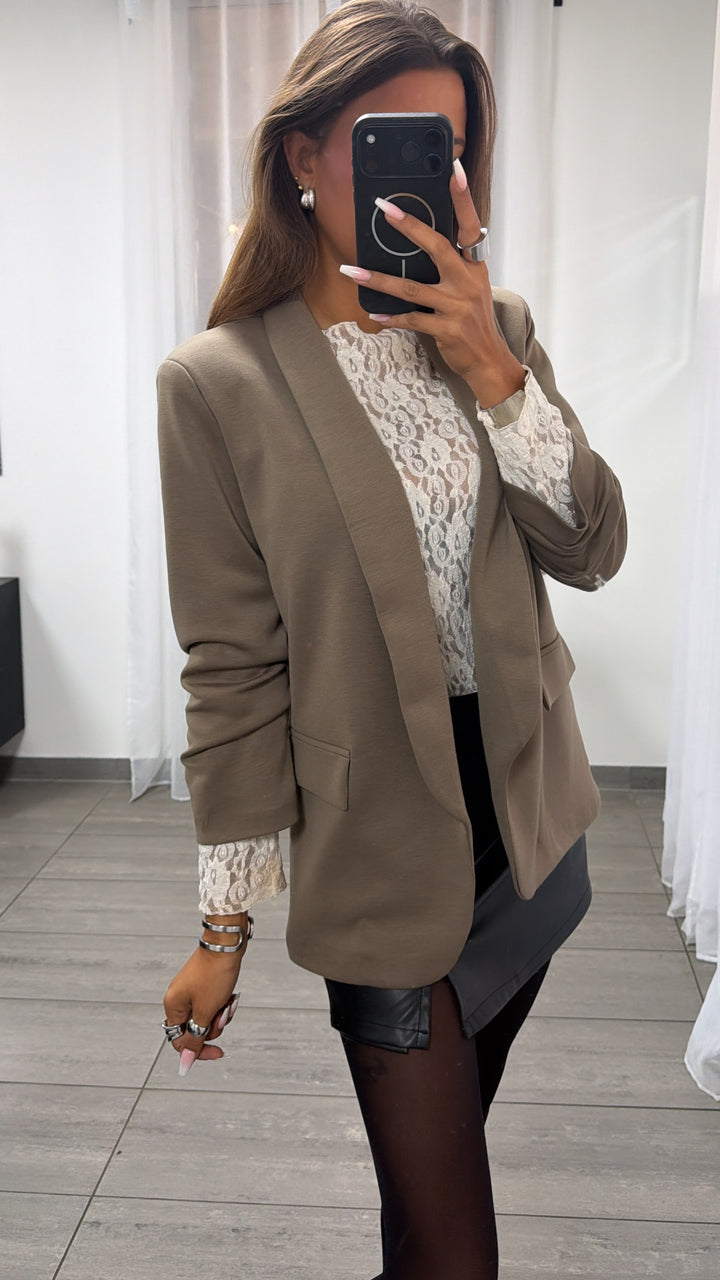 GERAFFTE ÄRMEL Blazer / taupe Art. 16194