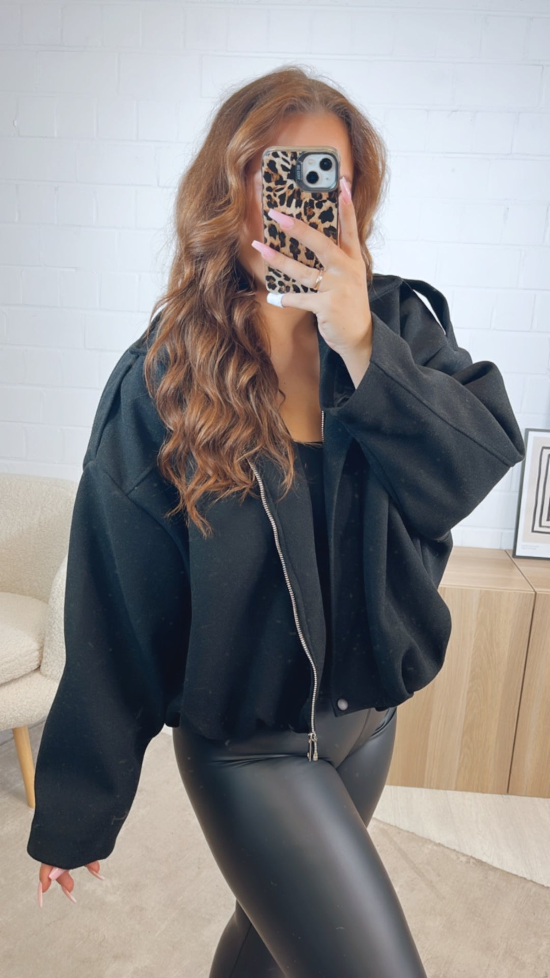 schlichte TREND Loose Fit Jacke / schwarz Art. 12616