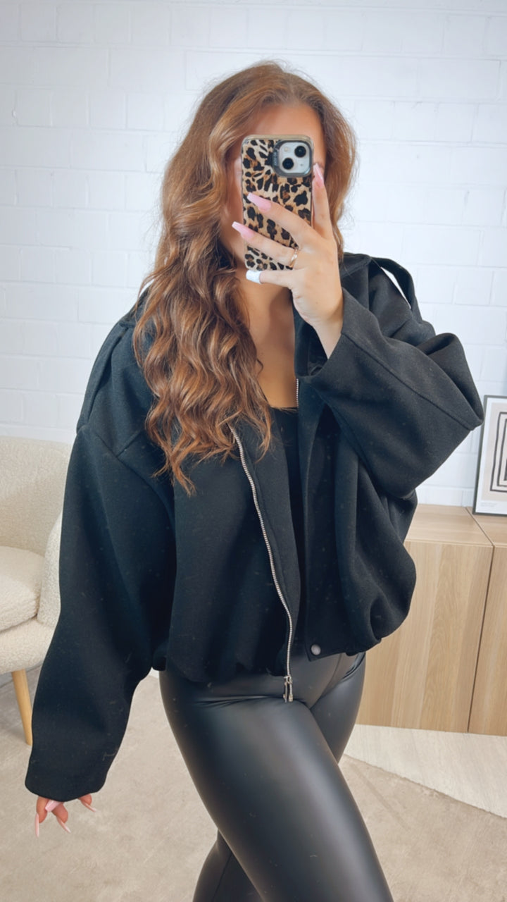 schlichte TREND Loose Fit Jacke / schwarz Art. 12616
