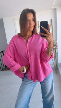 KURZE Oversize Musselin Bluse / pink Art. 3146