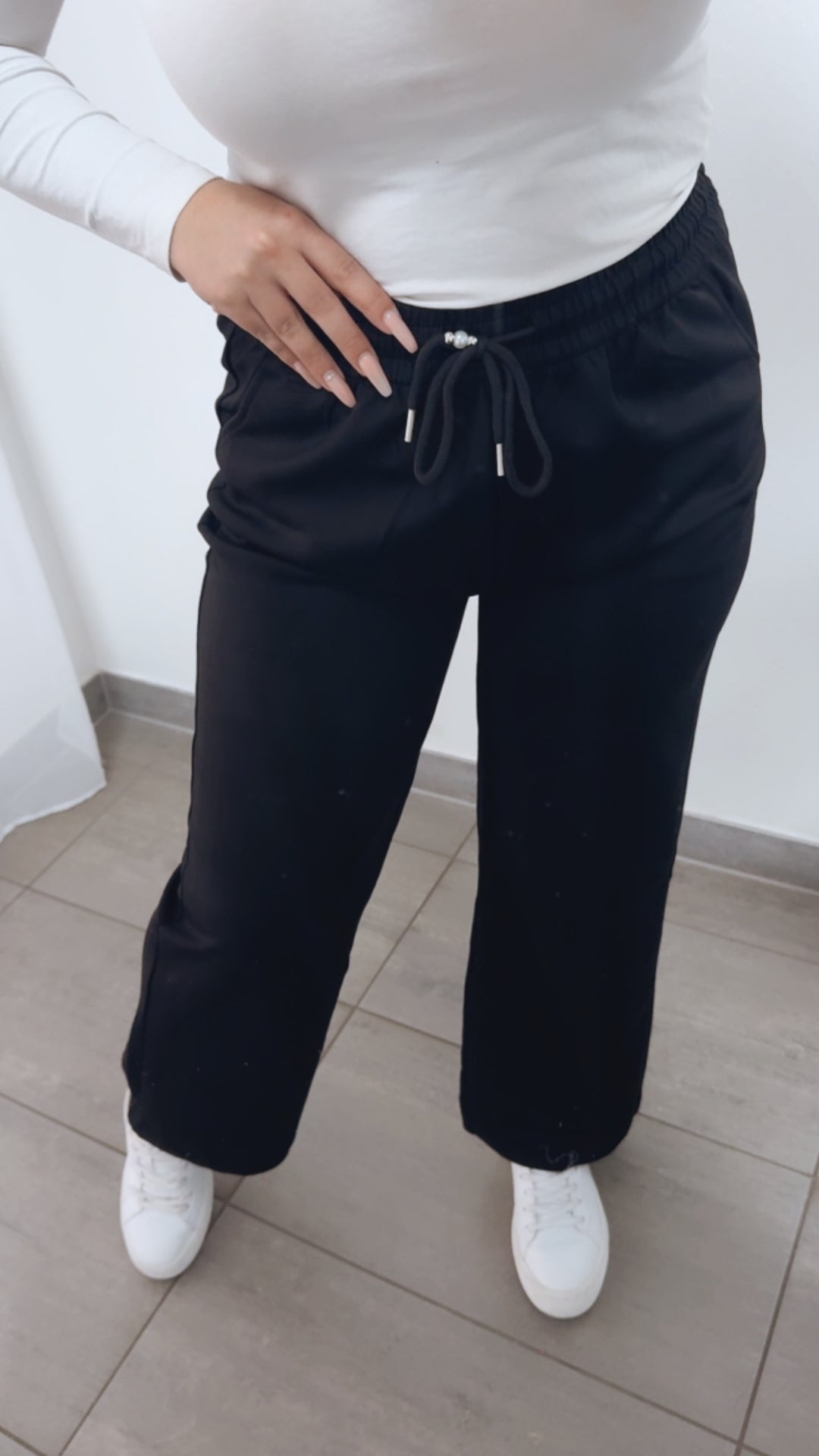 Baumwoll - Viskose - Mix Hose, gradliniges Bein / schwarz Art. 14631