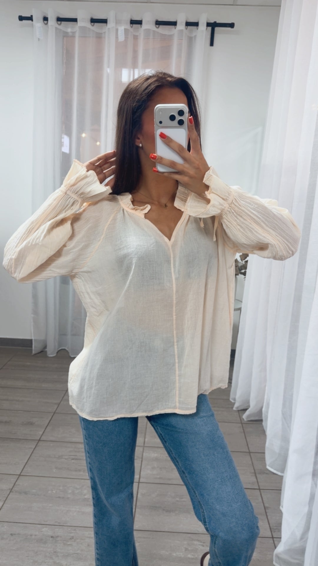 transparente, leichte Bluse / ultra soft apricot Art. 15578