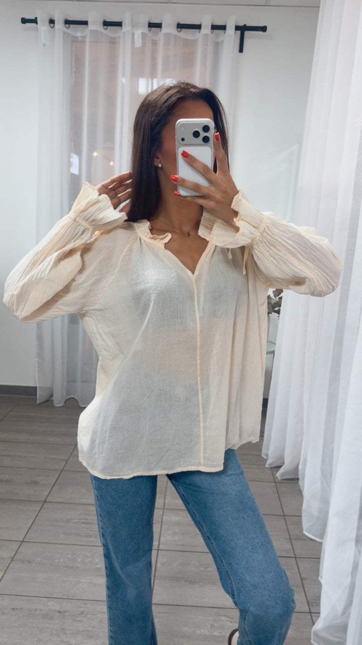 transparente, leichte Bluse / ultra soft apricot Art. 15578
