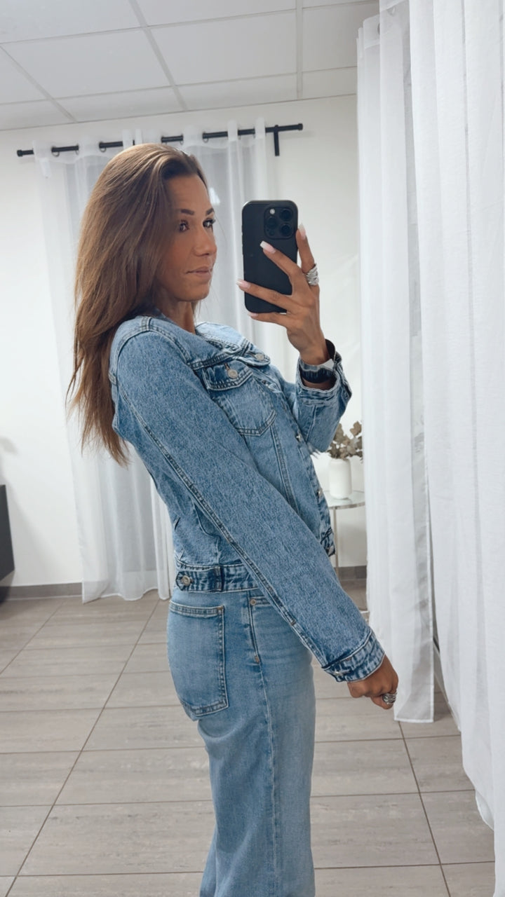 stylisch verwaschene Jeansjacke / M66307 denim blau Art. 14418