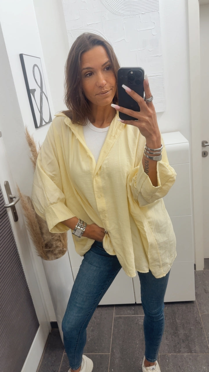 ultra weite Bluse mit kurzen Armen / soft gelb Art. 14311