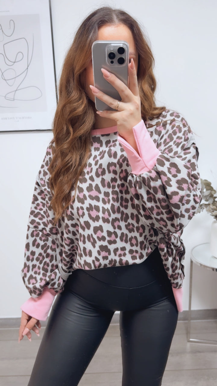 LEO used - Look Sweater / grau blau - soft pink - braun Art. 13147