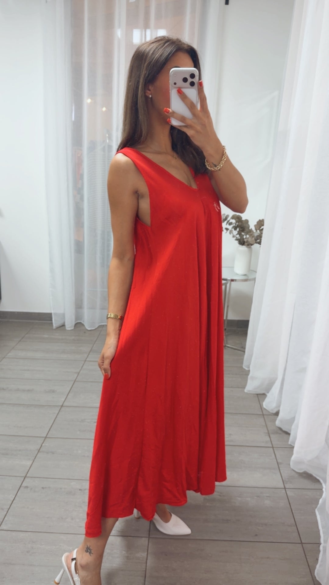 ultra weites Maxi Kleid in A-Linie / rot Art. 15971