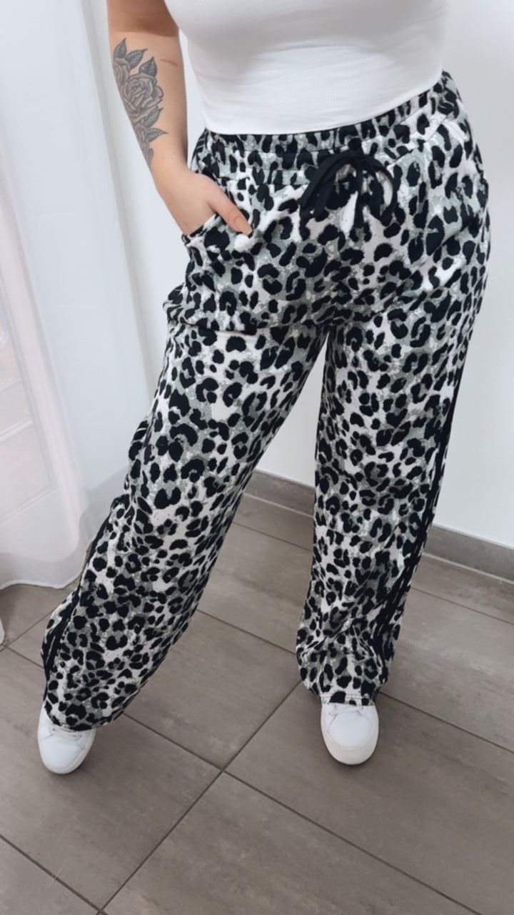 LEO softe Hose mit Streifen / grau - schwarz - weiss Art. 14439