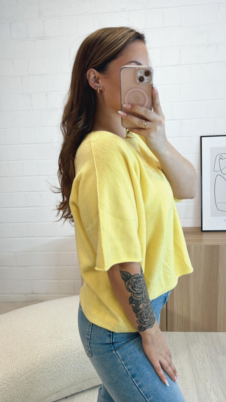 Leichtes Strick oversize T-shirt / gelb Art. 9315