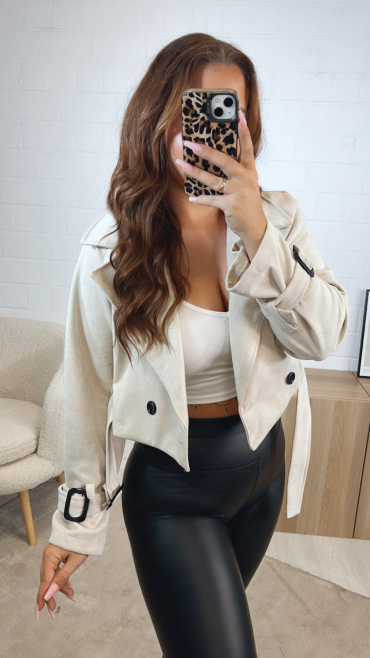VELOURS kurze Trenchcoat Jacke / creme Art. 12600
