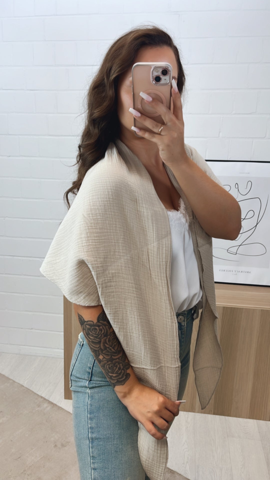 Musselin Schal / Tuch / beige Art. 7040