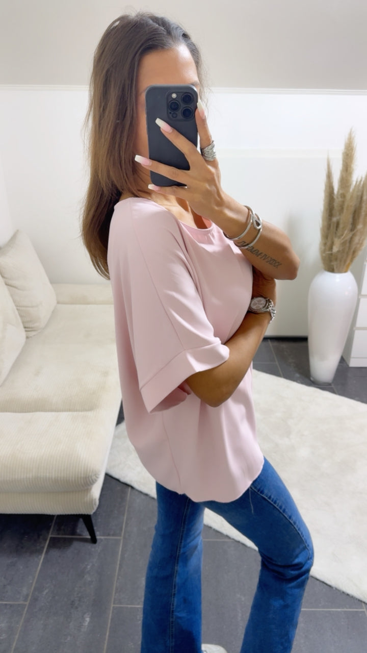 Locker geschnittene oversize Bluse / zart rosa Art.14794