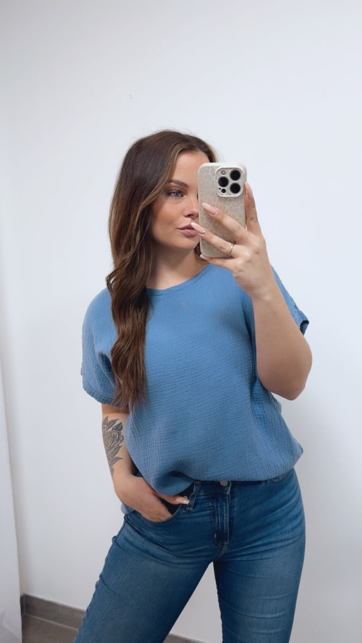 MUSSELIN Long T-shirt / Denim blau Art. 14761