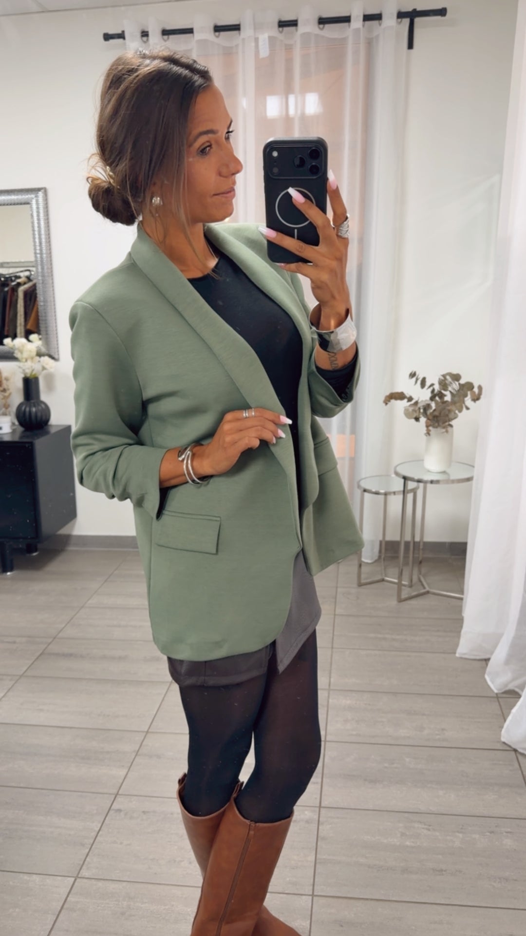 GERAFFTE ÄRMEL Blazer / soft khaki Art. 16192