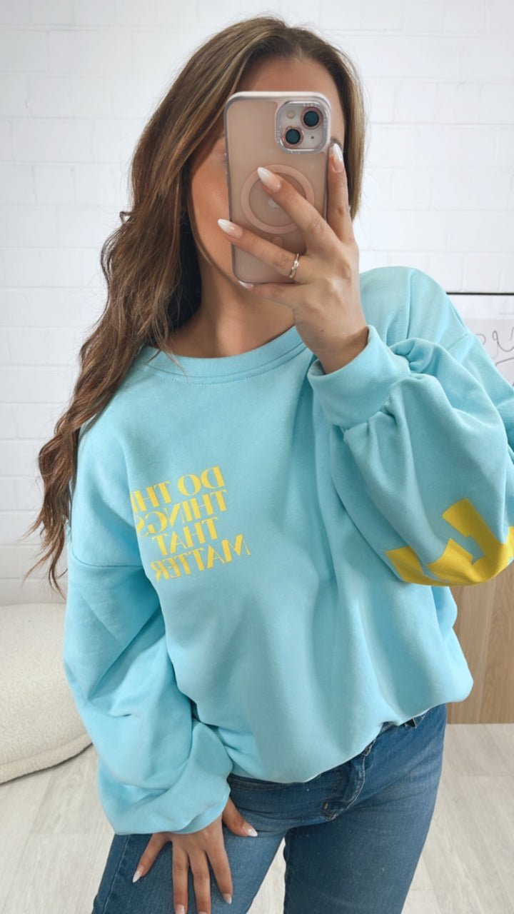 Pullover " Balance " / hell blau - gelb Art. 9541