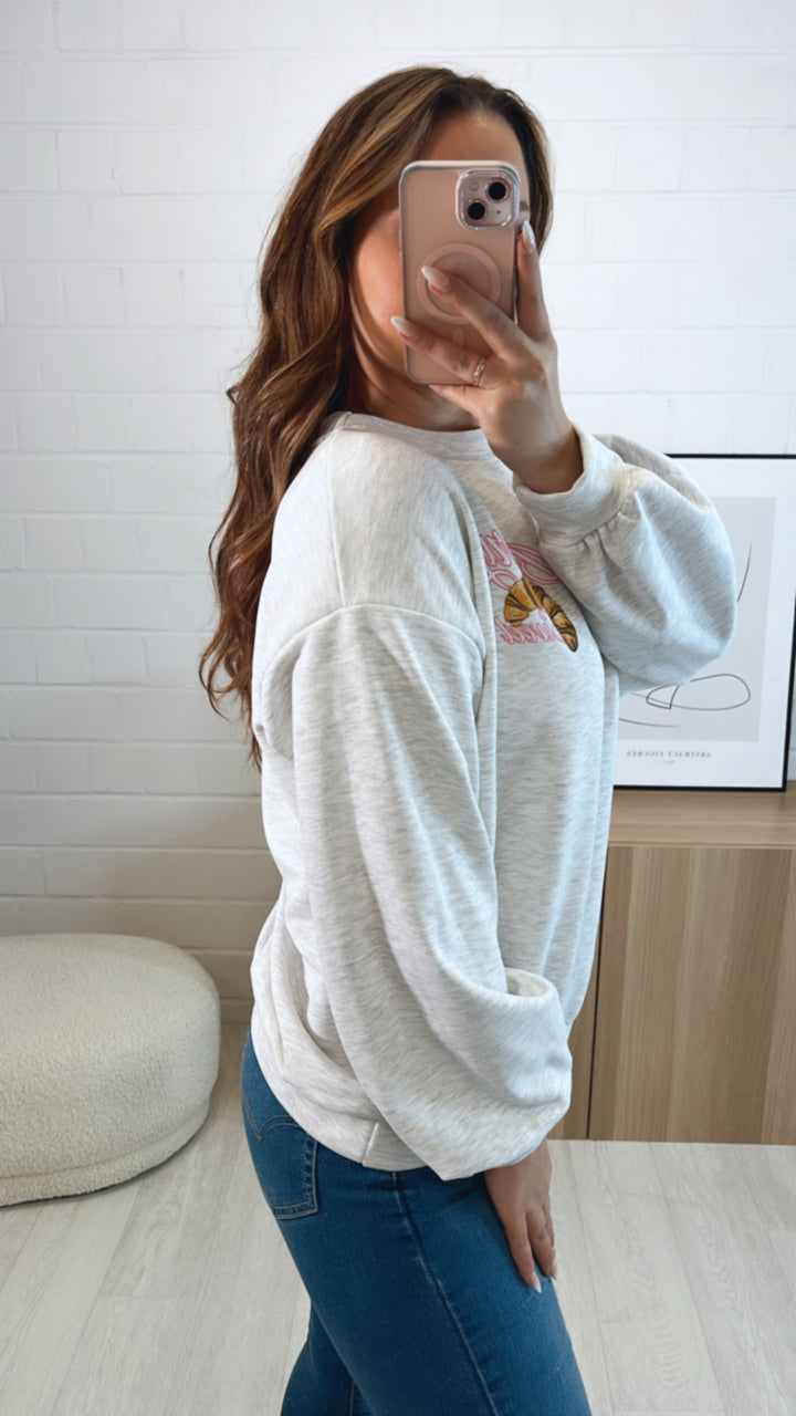 Pullover " Bakery " / hell grau meliert Art. 9583