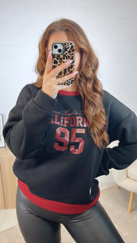 Pullover " California " / schwarz - rot Art. 12489