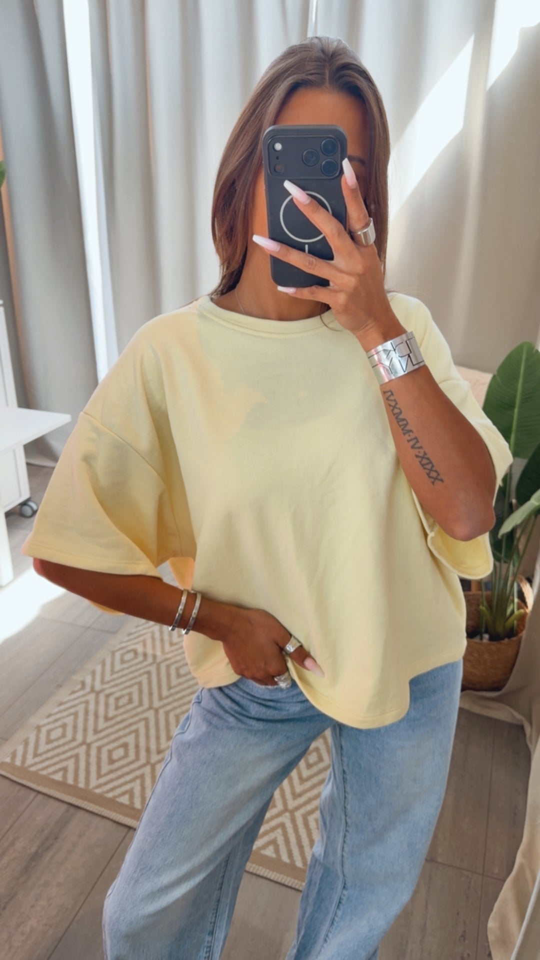 oversize kurzarm Sweater " Beach " / soft gelb Art. 15270
