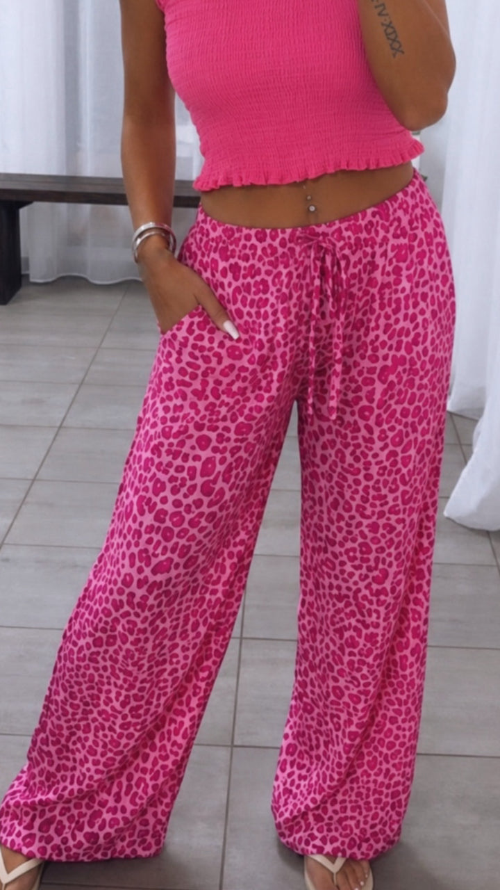 Softe Leo Stoff Hose KLEINES MUSTER / pink - magenta Art. 15394
