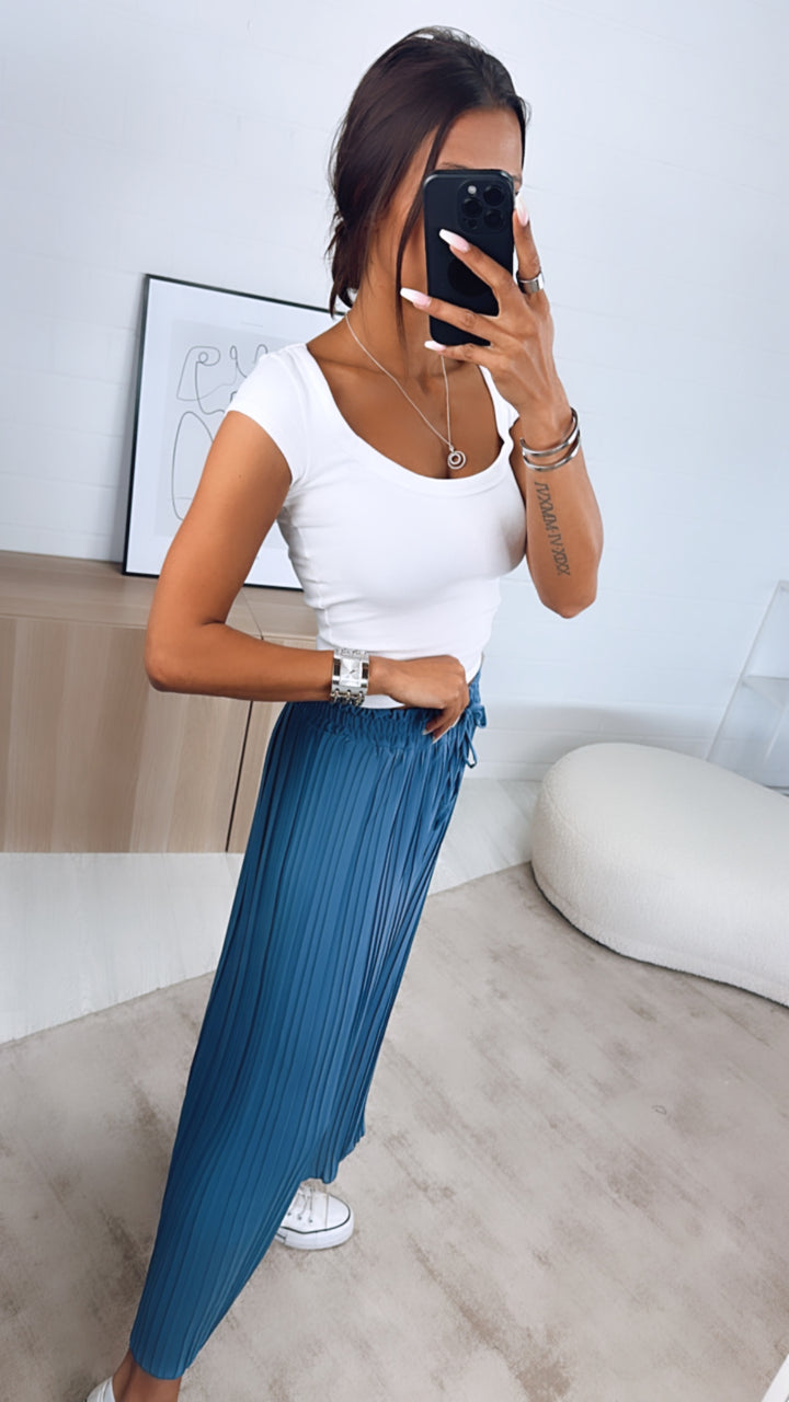 Plissee Hose / taubenblau Art. 1034