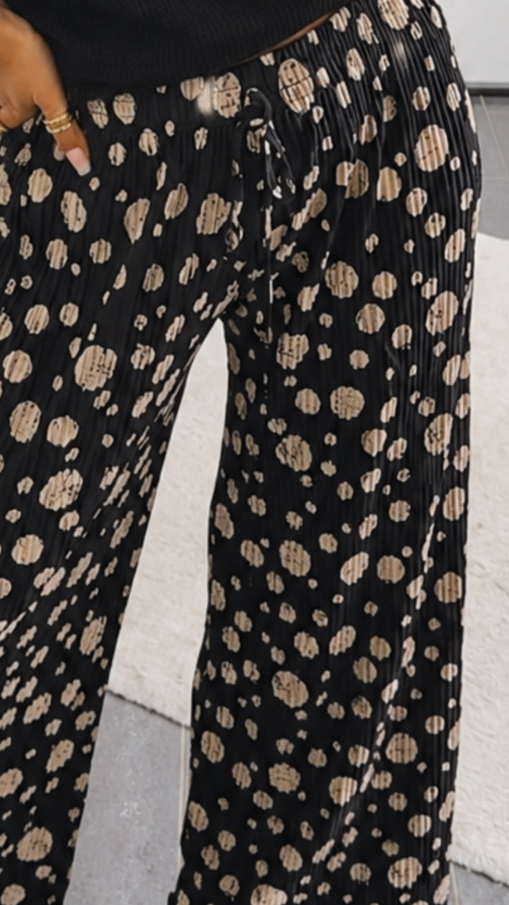 Leichte, plissierte Hose / PUNKTE schwarz beige - Art. 14383