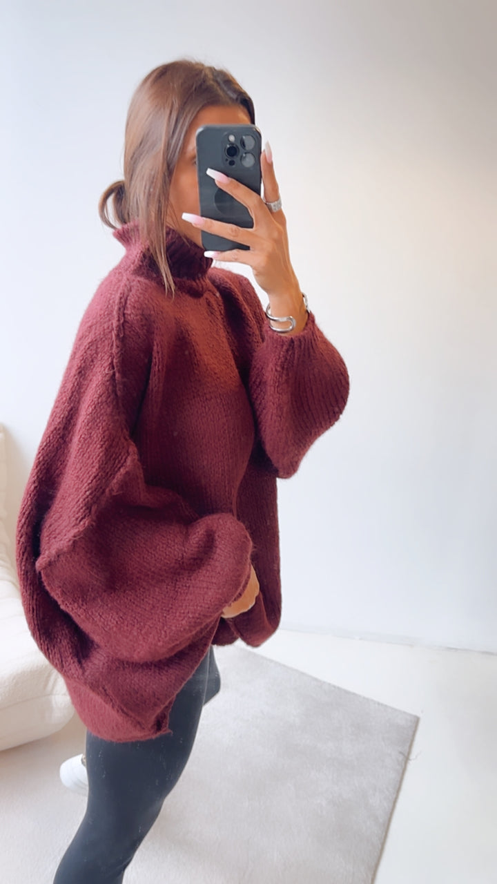 Ultra Oversize Kuschel - Pullover / Aubergine Art. 7732