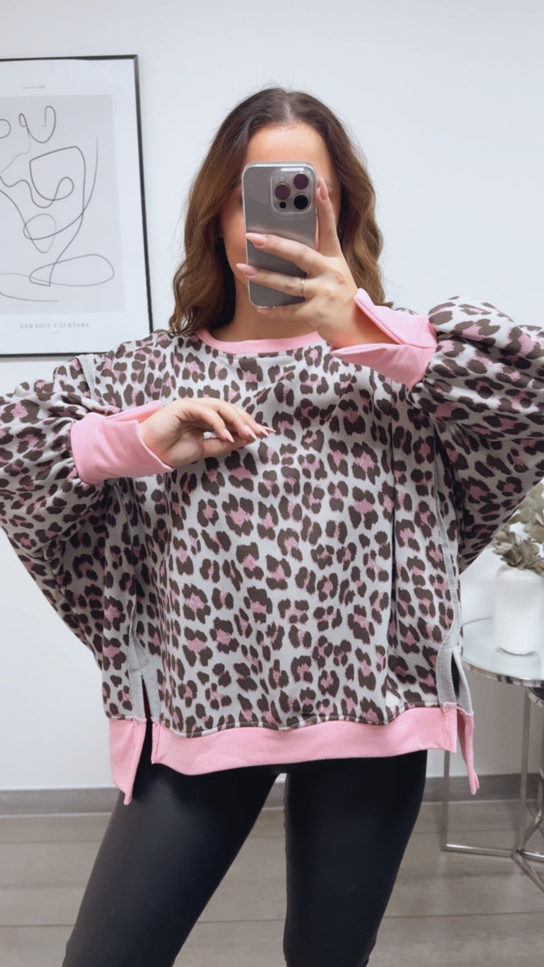 LEO used - Look Sweater / grau blau - soft pink - braun Art. 13147