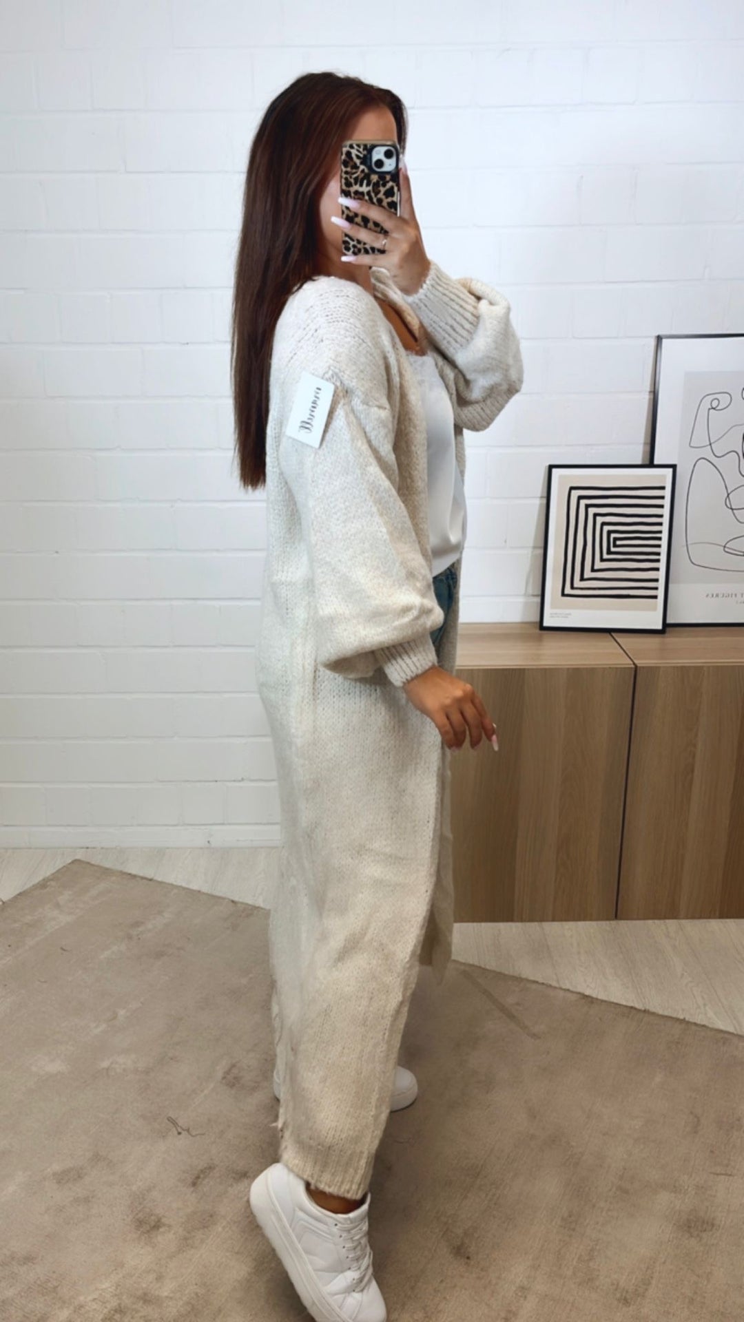Langer Kuschel Cardigan / woll weiß Art. 12282