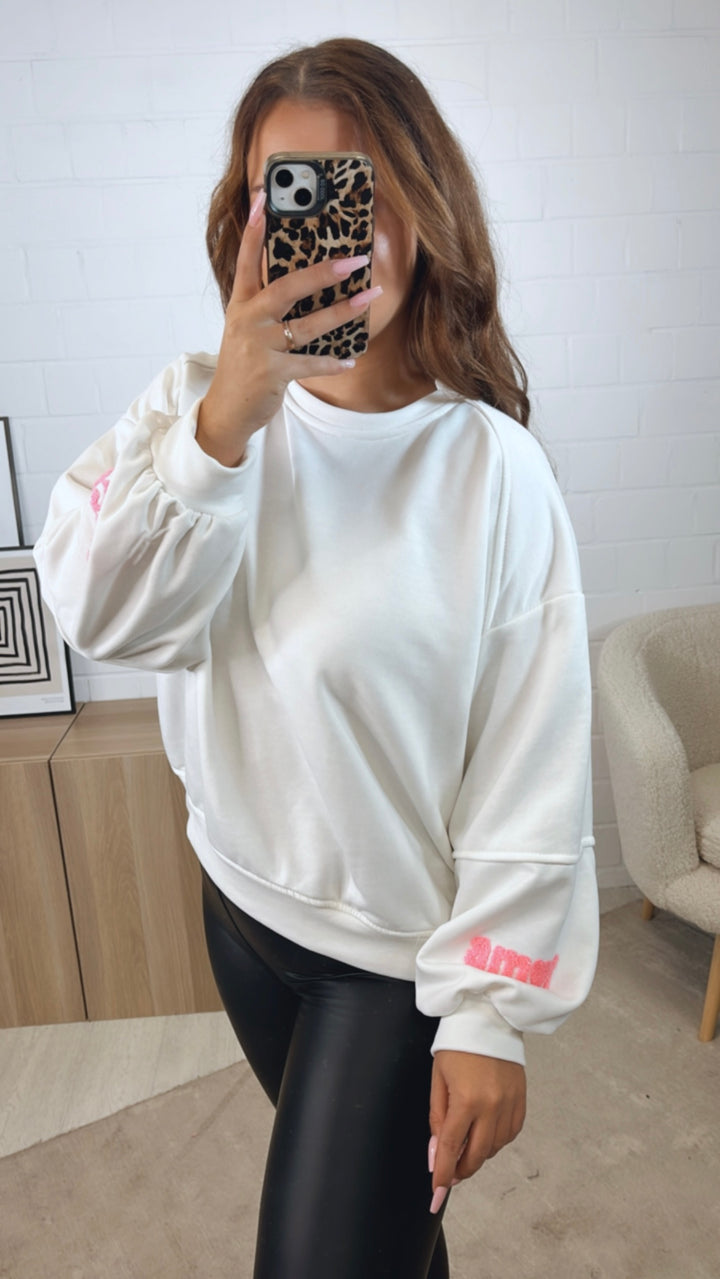 Sweater " much amour " / weiss Art. 12548
