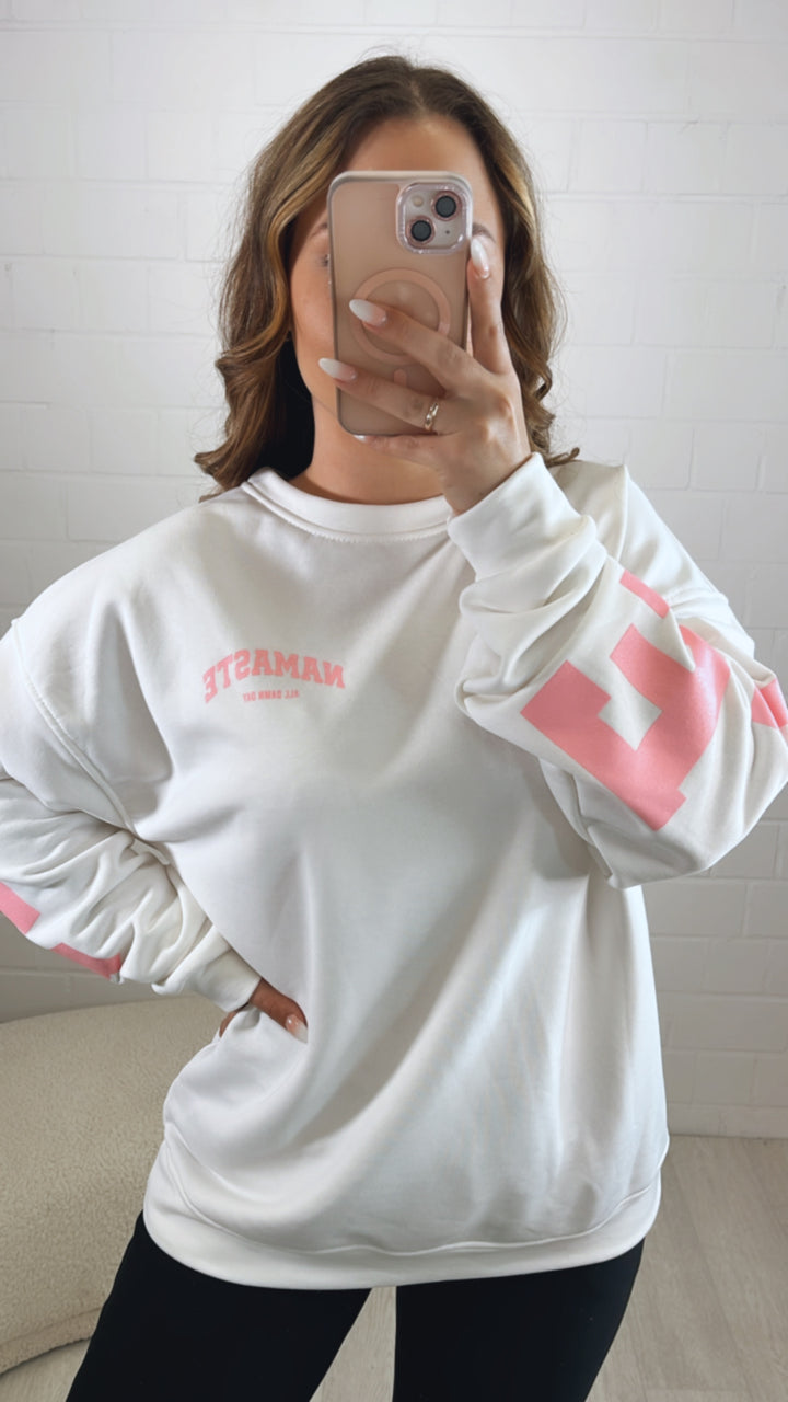 Pullover " all damn day " / weiss - soft pink Art. 9984